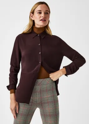 Spanx Silk Button Down Cherry Chocolate