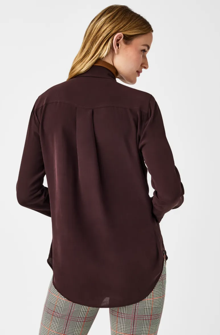 Spanx Silk Button Down Cherry Chocolate