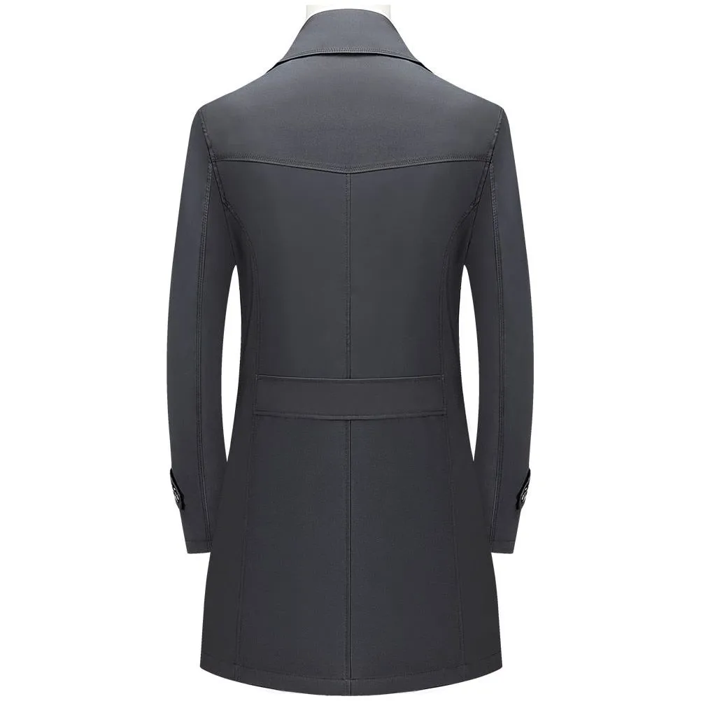 Spring Autumn Men's Long Trench Coats Superior Quality Plus Sizes