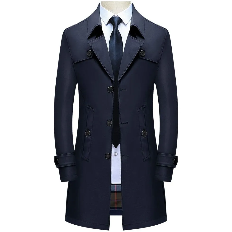 Spring Autumn Men's Long Trench Coats Superior Quality Plus Sizes