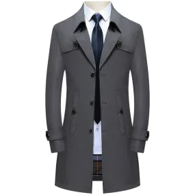 Spring Autumn Men's Long Trench Coats Superior Quality Plus Sizes