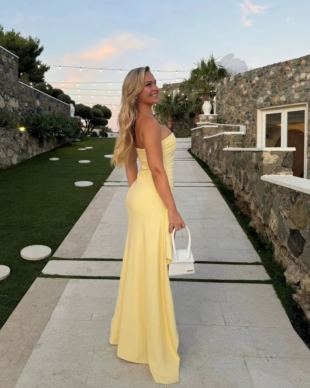 Strapless Yellow Slit Long Prom Dress Birthday Outfit Dress J5284