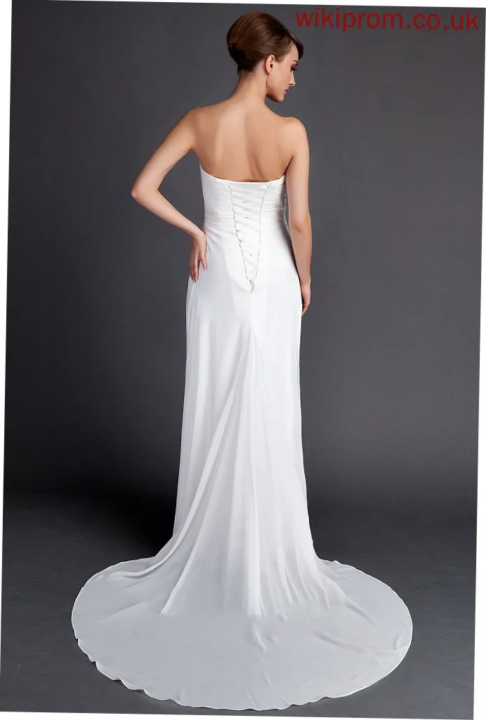 Sweep Dress Sheath/Column With Wedding Sweetheart Allison Train Wedding Dresses Ruffle Chiffon