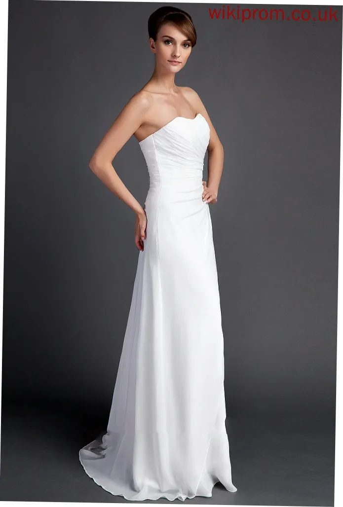 Sweep Dress Sheath/Column With Wedding Sweetheart Allison Train Wedding Dresses Ruffle Chiffon