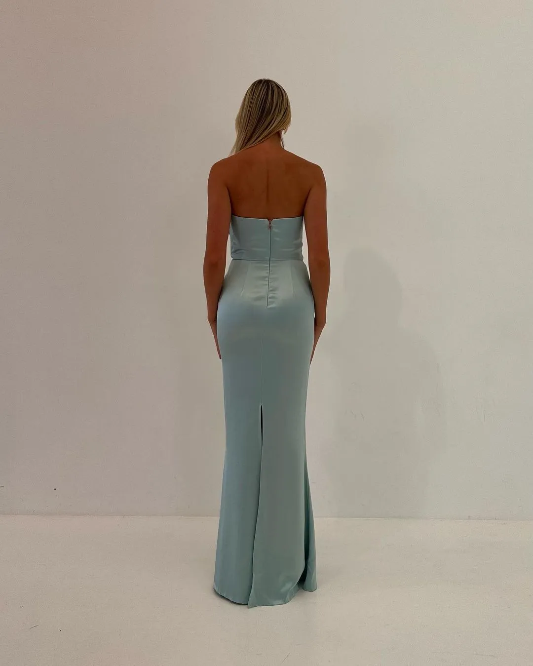 Tiffany Blue Strapless Sheath Long Prom Dress J3145