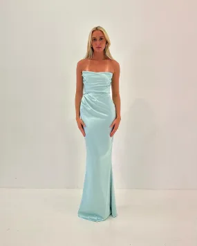 Tiffany Blue Strapless Sheath Long Prom Dress J3145