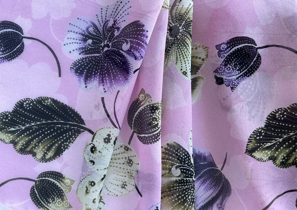 Ungaro Sweet Windflowers & Campanula Silk Chiffon (Made in Italy)