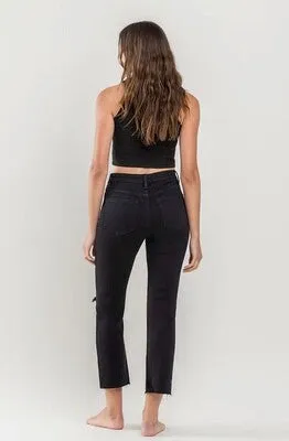 VERVET High Rise Distressed Crop Straight Jeans