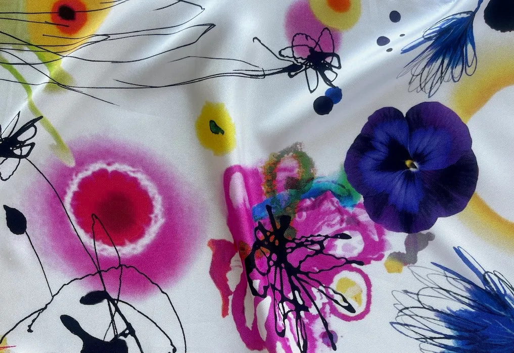 Vibrant Urban Bouquet Silk Twill (Made in Italy)