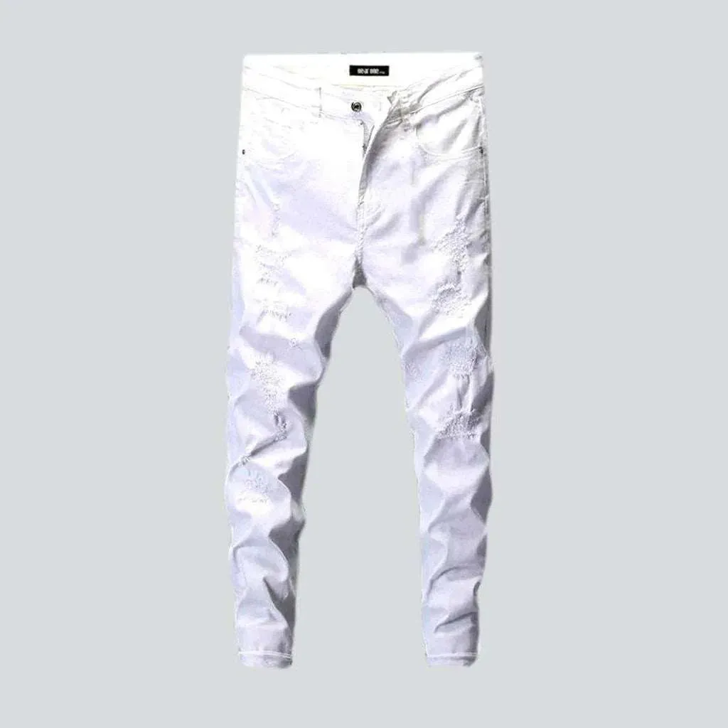 White distressed jeans for men