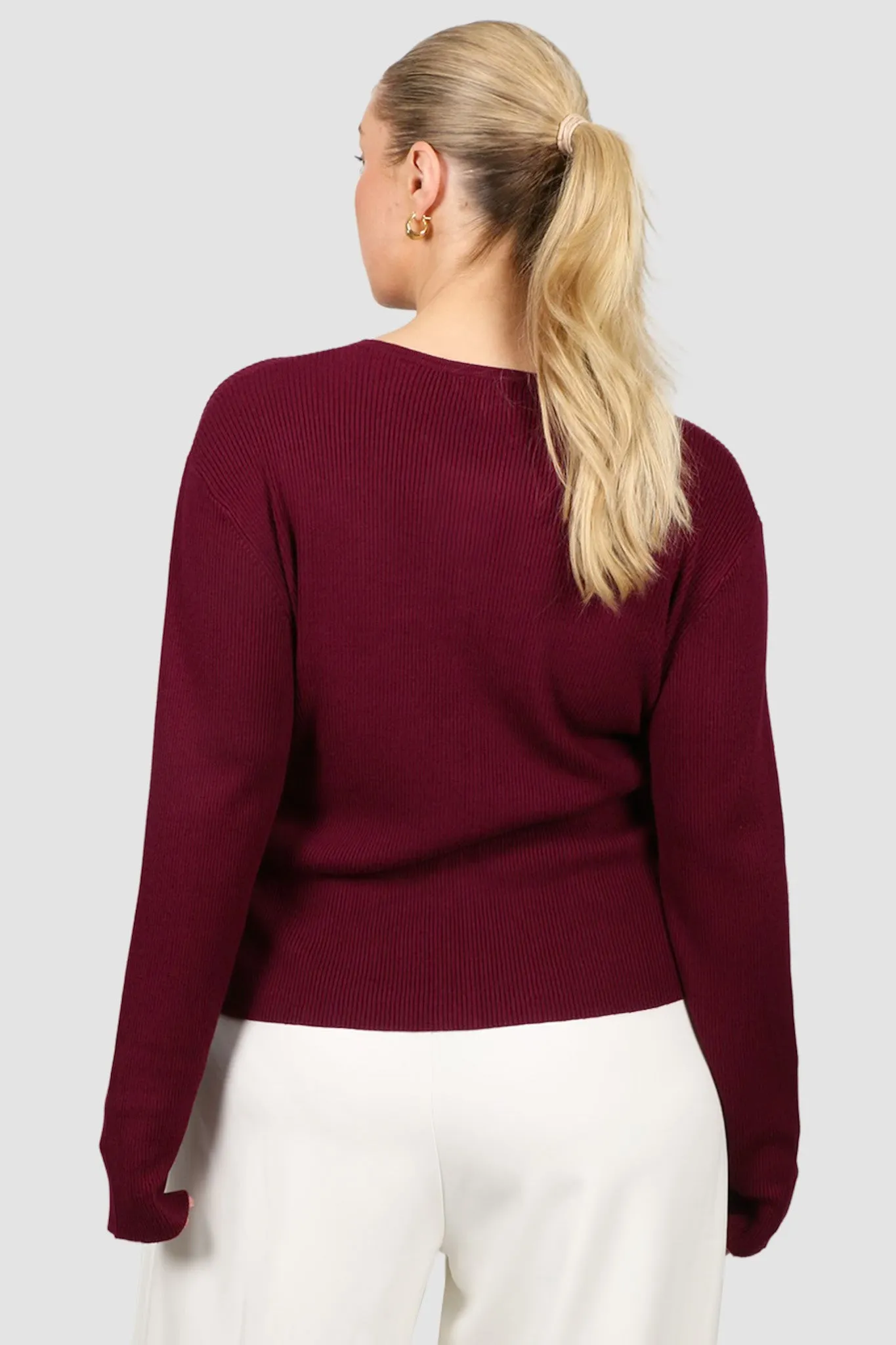 WREN RIB KNIT TOP MERLOT