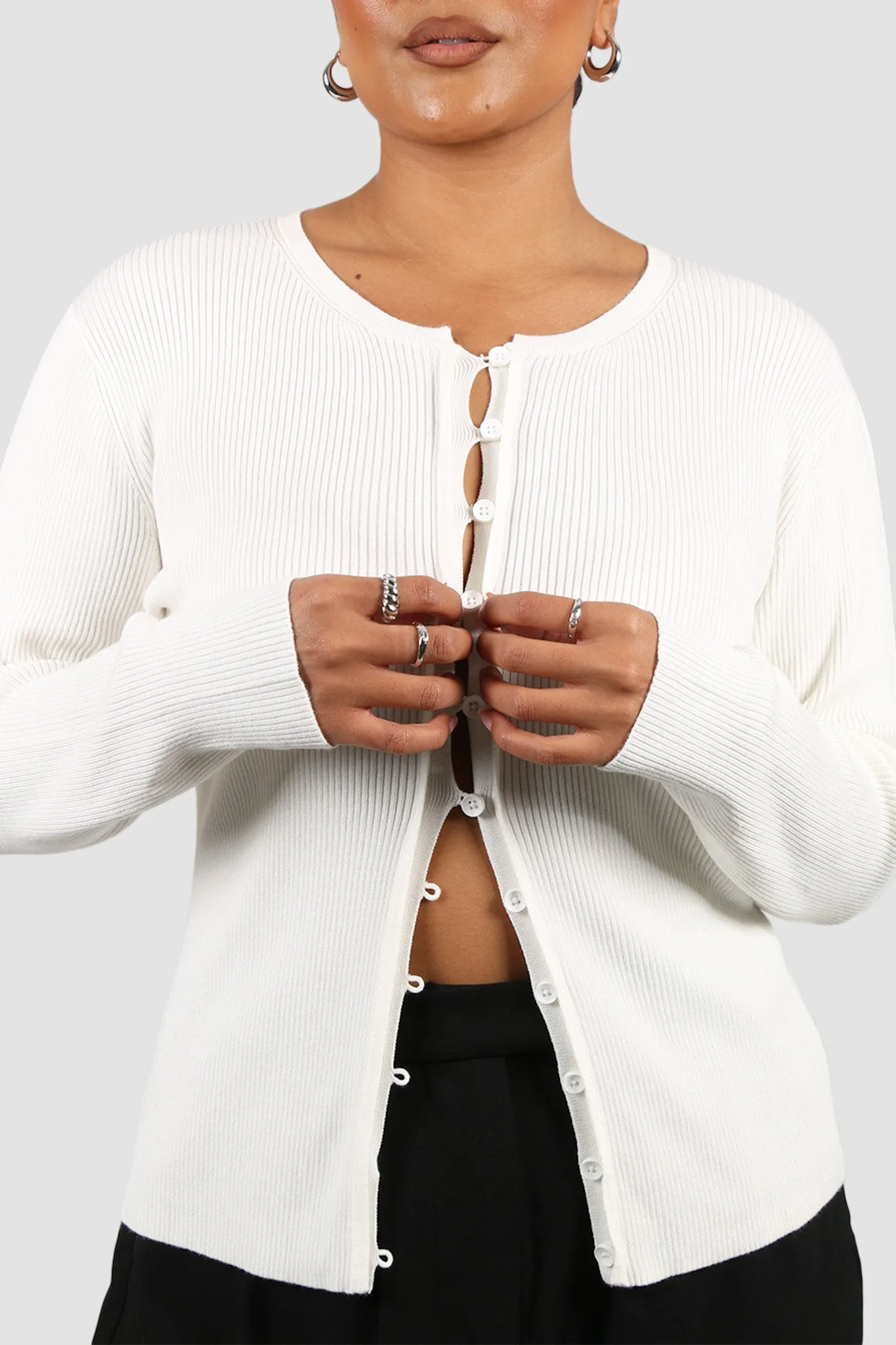 WREN RIB KNIT TOP WHITE